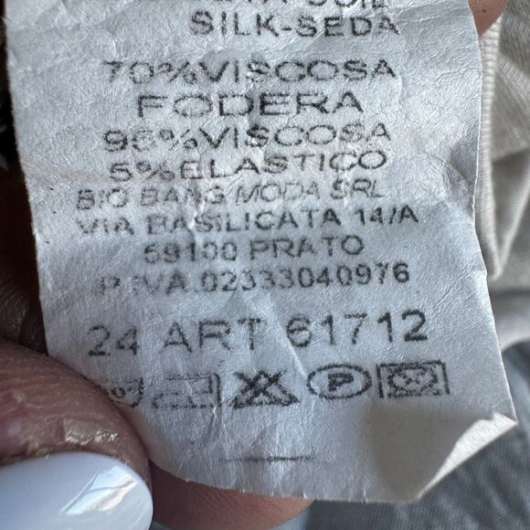 Italian 70% Silk Crinkle Tiered M Made in Italy Boho Asymmetrical Hem Lagenlook - Picture 9 of 10